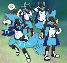 anthro blue_body blue_fur boots clothing collar ear_piercing ear_ring fingerless_gloves footwear fur gloves handwear male mega_stone piercing ring_piercing scarf shoes solo white_body white_fur yellow_eyes puropoly nintendo pokemon foofy_(foofybluedoggo) canid canine generation_4_pokemon lucario mammal pokemon_(species) hi_res