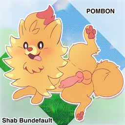 animal_genitalia animal_penis balls blush canine_genitalia canine_penis erection feral fur genitals knot knotted_penis looking_at_viewer lying male nude on_side open_mouth penis presenting simple_background smile solo spread_legs spreading tail text tongue tongue_out bundefault game_freak nintendo pokemon pokemon_winds_and_waves canid canine generation_10_pokemon mammal pokemon_(species) pombon 1:1 2026 digital_media_(artwork) hi_res