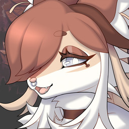 ambiguous_anthro ambiguous_gender anthro bangs brown_body brown_fur brown_hair choker cute_fangs eyebrows eyelashes facial_piercing facial_tuft fangs fur hair jewelry leaf long_bangs looking_at_viewer neck_tuft necklace nose_piercing nose_ring open_mouth open_smile piercing pink_nose ring_piercing smile smiling_at_viewer snout solo teeth tongue tuft white_body white_eyes white_fur white_hair wistfern io_(wistfern) canid canine fox hybrid mammal rodent sciurid tree_squirrel 1:1 2026 colored detailed digital_drawing_(artwork) digital_media_(artwork) headshot_portrait hi_res portrait shaded