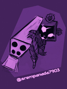 anthro armor clothing facial_scar female gauntlets gloves handwear holding_object holding_weapon hood looking_at_viewer purple_body ranged_weapon rocket_launcher scar shadow_face smile solo standing weapon sr_empanada epic_games fortnite raven_team_leader bear mammal 3:4