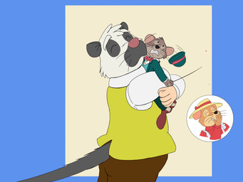 anthro biped bottomwear bow_tie brown_body clothing duo eyes_closed hug male pants pink_nose shirt simple_background size_difference standing topwear white_body piothecloudrat country_mouse_and_city_mouse alexander_(cmcm) cloud_rat mammal mouse murid murine northern_luzon_cloud_rat rodent 2026 4:3 hi_res
