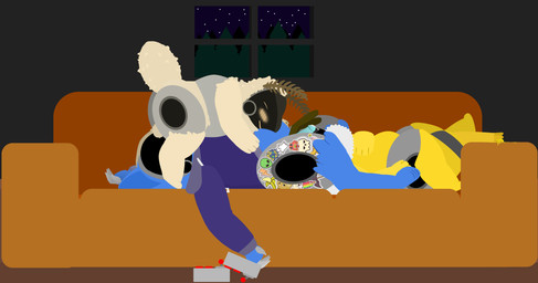 antennae_(anatomy) anthro arthropod_abdomen balls balls_on_face blush bodily_fluids bottomless clothed clothing face_on_belly fellatio female fluffy_balls genital_fluids genitals group head_on_belly hoodie hoodie_only machine male male/male oral ovipositor penile penis penis_on_face precum pregnant pregnant_male sex sleep_sex sleeping stickers_on_body topwear topwear_only trio tf2_demo_2004 honeypot_(tf2_demo_2004) mocha_(tf2_demo_2004) stickerboard_(tf2_demo_2004) arthropod bee hybrid hymenopteran insect lepidopteran moth protogen absurd_res hi_res