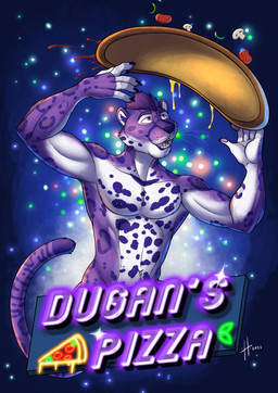 abstract_background anthro athletic athletic_anthro athletic_male barbell_piercing champion cheese dairy_products fangs food front_view fruit fur glistening glistening_eyes hair male male_anthro markings nipple_barbell nipple_piercing nipples nude open_mouth piercing pizza plant purple_body purple_eyes purple_fur purple_hair purple_tongue sauce short_hair solo spots spotted_body spotted_fur teeth tomato tongue white_body white_fur hufnaar dugan_(dugantheblackpanther) felid jaguar mammal pantherine 2022 absurd_res dated hi_res