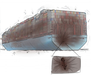 ambiguous_gender belly big_belly cargo_ship container_ship feral huge_belly hyper hyper_belly merchant_ship object_vore sea ship size_difference smaller_pred solo tight_belly translucent vehicle vore water watercraft kritko aquatic black_swallower fish 2022 sketch