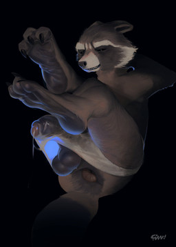 anthro anus balls bodily_fluids brown_body brown_fur butt clothed clothing clothing_aside erection erection_under_clothing feet fingers foreskin fur genital_fluids genitals half-closed_eyes half-erect hand_behind_head humanoid_genitalia humanoid_penis leaking_precum looking_at_viewer male narrowed_eyes nude partially_retracted_foreskin penis plantigrade precum precum_string precum_through_clothing precum_through_underwear simple_background smile soles solo teeth tenting text toes topless topless_anthro topless_male translucent translucent_clothing translucent_underwear underwear underwear_aside underwear_only wet wet_clothing fizzthetiger guardians_of_the_galaxy marvel rocket_raccoon mammal procyonid raccoon absurd_res digital_media_(artwork) hi_res