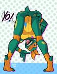 anthro anus bent_over male one_eye_closed solo toeless_legwear tongue tongue_out wink spiceboybebop rise_of_the_teenage_mutant_ninja_turtles teenage_mutant_ninja_turtles michelangelo_(tmnt) box_turtle ornate_box_turtle reptile scalie turtle hi_res