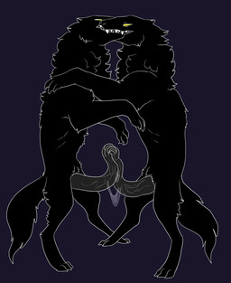 black_body black_fur duo erection feral frottage fur genitals male male/male penile penis penises_touching prehensile_penis sex unusual_anatomy unusual_genitalia unusual_penis yellow_eyes unknown_artist unknown_species hi_res source_request