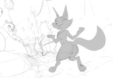 anthro butt clothed clothing fangs female fully_clothed group male open_mouth rear_view simple_background teeth tongue walking white_background trashtikko dreamworks kung_fu_panda zhen_(kung_fu_panda) bear canid canine corsac_fox fox giant_panda mammal true_fox 2025 greyscale hi_res monochrome sketch