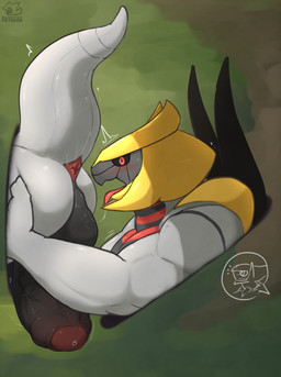anal anal_masturbation anthro anus autorimming backsack balls barazoku big_penis black_sclera bodily_fluids genitals grey_body grey_scales humanoid_genitalia humanoid_penis male masturbation non-euclidean_sex oral oral_masturbation penis portal_sex raised_tail red_eyes saliva scales sex solo sweat sweatdrop tail thick_tail thinking_with_portals blackontrack mythology nintendo pokemon altered_forme_giratina dragon generation_4_pokemon giratina legendary_pokemon mythological_creature mythological_scalie pokemon_(species) scalie absurd_res hi_res