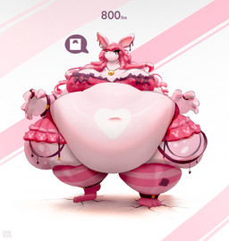 anthro bare_shoulders belly belly_markings belt big_belly big_breasts biped bottomwear bracelet breasts clothing countershading cracked_ground cracks deep_navel digit_ring eyelashes eyewear female female_anthro finger_ring glasses hair heart_(marking) huge_belly huge_thighs imperial_unit jewelry legwear markings morbidly_obese morbidly_obese_anthro morbidly_obese_female navel necklace obese obese_anthro obese_female open_belt overweight overweight_anthro overweight_female pattern_clothing pattern_legwear pattern_stockings pink_body rabbit_ears red_bottomwear red_clothing red_hair red_skirt red_topwear round_glasses skirt solo stated_weight stockings striped_clothing striped_legwear striped_stockings stripes thick_thighs topwear weighing_scale white_body white_countershading wide_hipped_anthro wide_hipped_female wide_hips miluinaoxie mythology dragon mythological_creature mythological_scalie scalie 2023 hi_res pictographics