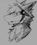 anthro discordnight electronics eyewear fiction fur glasses hair headgear headphones headset looking_at_viewer male microphone monochrome science sergal sketch solo unknown_artist