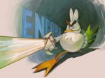 ambiguous_gender beak eyebrows feather_tuft feathers food holding_object holding_weapon leek onion plant simple_background solo text tuft vegetable weapon white_body white_feathers daria_arbuz nintendo pokemon avian bird generation_8_pokemon pokemon_(species) sirfetch'd digital_media_(artwork) french_text translated