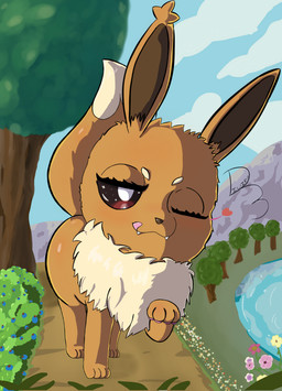 female feral one_eye_closed sky solo diwzay3 nintendo pokemon mussi eevee generation_1_pokemon pokemon_(species) absurd_res digital_drawing_(artwork) digital_media_(artwork) hi_res
