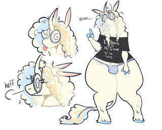 anthro bulge clothed clothing curly_hair eyewear glasses hair horn male nerd oversized_clothing oversized_shirt oversized_topwear panties pantsless pubic_mound round_glasses shirt solo spiral_glasses tail tail_tuft thick_thighs topwear tuft underwear white_body wide_hips lopsalien mythology equid equine mammal mythological_creature mythological_equine unicorn 5:4 hi_res