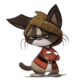 ambiguous_gender anthro blue_eyes bottomless clothed clothing crossed_arms fur grey_body grey_fur grumpy hat headgear headwear simple_background solo whiskers white_background piper_thibodeau domestic_cat felid feline felis mammal digital_media_(artwork) digital_painting_(artwork) painting_(artwork)