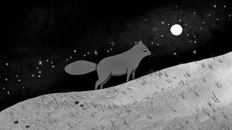 ambiguous_gender feral full_moon grass moon nature night nude outside plant quadruped sky solo standing star starry_sky toony wind alexkrokus jensine_eckwall canid canine fox mammal 16:9 2016 animated artist_collaboration digital_drawing_(artwork) digital_media_(artwork) loop widescreen
