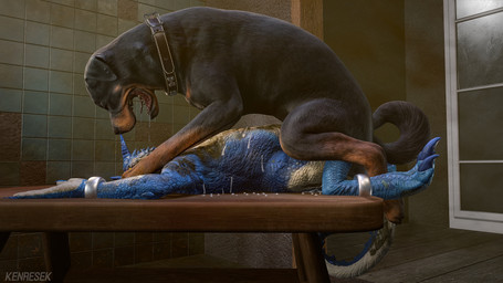 ankle_cuffs anthro anthro_on_feral anthro_penetrated bestiality black_body black_fur bloated blue_body blue_horn blue_nails blue_scales bodily_fluids bound brown_body brown_fur collar colored_nails cuff_(restraint) cum cum_drip cum_on_belly cum_on_body cum_on_face curled_tail dripping drooling duo ear_piercing feces feces_on_skin female feral feral_penetrating feral_penetrating_anthro floppy_ears fur furniture genital_fluids horn lying male male/female metal_cuffs nails neck_cuff on_front on_table open_mouth paw_on_mouth penetration piercing pinned realistic_feral restraints saliva saliva_on_face scales sex table tail tile tile_wall tongue wall_(structure) white_body white_scales window wood wood_furniture wood_table wrist_cuffs yellow_eyes kenresek canid canine canis domestic_dog kobold mammal mastiff molosser rottweiler scalie 16:9 2025 3d_(artwork) 4k absurd_res blender_(artwork) digital_media_(artwork) hi_res widescreen