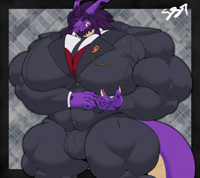 anthro big_bulge big_muscles big_tail bulge clothing huge_muscles hyper hyper_muscles male muscular muscular_male solo suit tail tight_clothing seaserpenttailor mythology vaedryn_fulruun_(bigmanfulruun) dragon mythological_creature mythological_scalie scalie hi_res