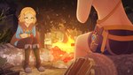 blonde_hair blush boots butt clothing detailed_background duo female fire footwear forest green_eyes hair humanoid_pointy_ears light_body light_skin log male nervous night not_furry plant pointy_ears sheikah_slate shoes shy sitting tablet_computer tree wood louistrations breath_of_the_wild nintendo the_legend_of_zelda link princess_zelda humanoid hylian 2020 animated animated_png short_playtime