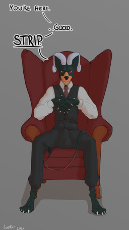 animal_genitalia animal_penis balls bulge canine_genitalia canine_penis clothing genitals male penis sheath sitting solo suit joerat nintendo pokemon canid canine generation_2_pokemon houndoom mammal pokemon_(species) absurd_res hi_res