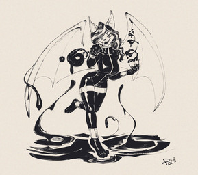anthro big_breasts bodysuit breasts clothing female latex latex_bodysuit latex_clothing latex_manipulation latex_skinsuit liquid_latex looking_at_viewer membrane_(anatomy) membranous_wings skinsuit solo tight_clothing wings poiuytrew shotty_the_fruit_bat bat mammal megabat 2025 hi_res