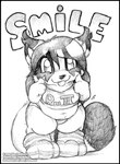 2022 anthro blep clothed clothing domestic_cat felid feline felis female footwear fur greyscale hair looking_at_viewer mammal monochrome o-kemono panties pussycat_(o-kemono) smile socks solo text tongue tongue_out underwear url
