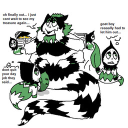 4_arms after_sex ambiguous_gender animal_genitalia black_body black_fur crown dialogue distracted distracted_sex fanning fur genital_slit genitals green_body green_fur green_penis group half-closed_eyes headgear larger_male licking male male/ambiguous mane multi_arm multi_limb narrowed_eyes oral patterned_fur penile penis penis_lick sex size_difference striped_body stripes thought_bubble tired_eyes tongue white_body white_fur itsthefuzzletsgo deltarune undertale_(series) king_diamond_(deltarune) darkner rudinn 1:1 digital_media_(artwork) low_res microsoft_paint_(artwork)