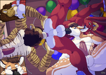 anal anthro anthro_on_anthro anthro_penetrated anthro_penetrating anthro_penetrating_anthro anthro_penetrating_male antlers anus backsack balloon balls black_genitals black_penis blonde_hair brown_body brown_fur brown_hair butt cutaway erection eyes_closed fellatio fur genitals green_eyes group group_sex hair horn humanoid_genitalia humanoid_penis inflatable interspecies long_ears low-angle_view male male/male male_anthro male_on_anthro male_penetrated male_penetrating male_penetrating_anthro male_penetrating_male multicolored_body muscular muscular_male nipples nude oral oral_penetration pecs penetration penile penile_penetration penile_spines penis penis_in_mouth perineum piercing pink_genitals pink_penis red_body red_fur rimming sex spots spreading striped_body striped_fur stripes tan_body tan_fur threesome tongue tongue_out trio upside_down white_balls white_body white_fur white_genitals furryratchet cirez hanni_the_liger deer felid hybrid lagomorph leporid lion mammal pantherine rabbit tiger digital_media_(artwork)