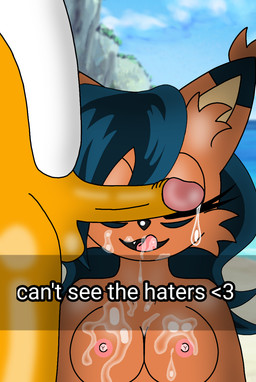 anthro areola balls beach big_breasts big_penis black_hair black_nose bodily_fluids breasts brown_body cum cum_in_mouth cum_inside cum_on_breasts cum_on_face duo ejaculation erection fangs female fur genital_fluids genitals green_eyes hair licking licking_lips licking_own_lips male male/female nipples nude open_mouth outside penis sand seaside sky smile teeth tongue tongue_out mastermochikun weebmochi69 yaboiskywardmochi1998 archie_comics can't_see_the_haters sega sonic_the_hedgehog_(archie) sonic_the_hedgehog_(comics) sonic_the_hedgehog_(series) miles_prower nicole_the_lynx canid canine digital_creature felid feline fox lynx mammal digital_media_(artwork) hi_res meme