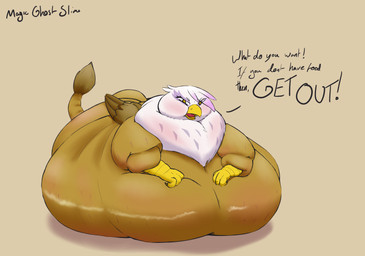 asking asking_viewer asking_what beak belly big_belly brown_body brown_feathers chubby_cheeks command command_to_leave dialogue feathered_wings feathers female feral huge_belly hyper hyper_belly looking_at_viewer morbidly_obese morbidly_obese_female morbidly_obese_feral obese obese_female obese_feral overweight overweight_female overweight_feral question resting_on_belly solo tail tail_tuft talking_to_viewer text tuft white_body white_feathers wings yellow_eyes magicghostslime friendship_is_magic hasbro my_little_pony mythology gilda_(mlp) avian gryphon mythological_avian mythological_creature absurd_res english_text hi_res