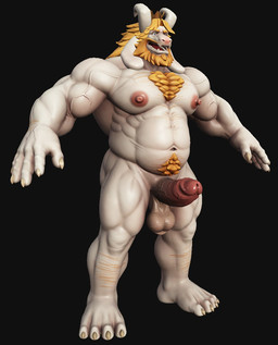 2_horns abs anthro balls beard biceps blonde_hair body_hair chest_hair facial_hair fur genitals hair horn male muscular muscular_anthro muscular_male nude pecs penis pubes solo vein veiny_muscles veiny_penis white_body white_fur chiefkaine chiefkaine_(modeler) undertale undertale_(series) asgore_dreemurr boss_monster_(undertale) bovid caprine goat mammal 3d_(artwork) digital_media_(artwork)