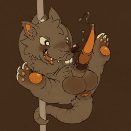 animal_genitalia anus balls bodily_fluids buckteeth cum dirty dirty_feet genital_fluids genitals male midair open_mouth open_smile penis pole puffy_anus smile solo stripper stripper_pole tail tail_anus teeth tongue tongue_out wrapped_tail momiji-kun league_of_legends riot_games tencent twitch_(lol) american_opossum mammal marsupial