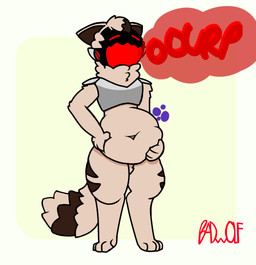 anthro belly belly_grab big_belly burp_cloud burping digestion machine male solo thick_thighs vore bad_woolf4 toast_(bad_woolf4) protogen absurd_res hi_res