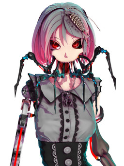 ambiguous_feral ambiguous_gender breasts clothing duo female female_focus female_humanoid feral gradient_hair grey_clothing grey_hair grey_shirt grey_topwear hair humanoid_focus jewelry looking_at_viewer machine mechanical_arm medium_breasts necklace not_furry_focus pink_hair red_eyes shirt short_hair simple_background topwear white_background wire deino_(artist) deino_(modeler) calne_ca nato-kun arthropod crustacean humanoid isopod malacostracan robot robot_humanoid 3:4 3d_(artwork) autodesk_3ds_max_(artwork) digital_media_(artwork) hi_res