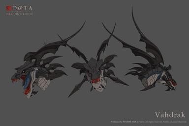 black_body black_scales black_sclera blue_tongue chin_spikes countershade_neck countershade_scales countershading exposed_teeth facial_spikes feral glistening glistening_eyes glistening_horn glistening_spikes grey_background head_horn horn long_horn long_spikes male male_feral mouth_closed multi-horn multiple_angles open_mouth red_eyes red_teeth scales sharp_horn sharp_spikes sharp_teeth side_view simple_background slim_feral slim_male snout solo spikes spikes_(anatomy) teeth text tongue ventral_scales boxout_psw dota dota_dragon's_blood mythology netflix valve valve_corporation vahdrak deity dragon eldwurm_(dragon's_blood) mythological_creature mythological_scalie scalie 2021 3d_(artwork) absurd_res cel_shading character_name concept_art copyright_name digital_media_(artwork) english_description english_text headshot_portrait hi_res multiple_images official_art portrait shaded