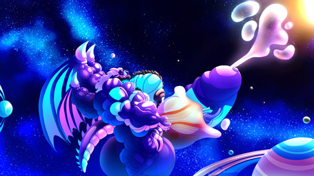 anthro back_wings balls beard big_balls big_muscles big_penis bodily_fluids cosmic_background cum facial_hair genital_fluids genitals huge_balls huge_muscles huge_penis hyper hyper_balls hyper_genitalia hyper_muscles hyper_penis jupiter_(planet) macro male muscular penis planet_penetrated saturn_(planet) solo space sun uranus_(planet) wings big_neon_dragon mythology deity dragon mythological_creature mythological_scalie scalie 16:9 4k absurd_res hi_res widescreen