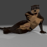 1:1 2012 3d_(artwork) anthro archived_source balls breasts digital_media_(artwork) erection fur furlow genitals gynomorph intersex looking_at_viewer mammal mustelid nipples open_mouth otter paws penis shaded solo tail tongue tongue_out