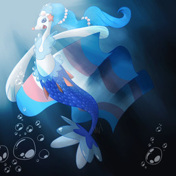 ambiguous_gender anthro blue_body blue_hair blue_scales blue_tail bubble flag flag_(object) gem hair holding_flag holding_object lgbt_pride open_mouth paws pearl_(gem) pink_body pink_nose pride_colors red_tongue scales scrunchie solo tail tongue transgender_pride_colors two_tone_tail underwater water white_body white_tail motherlatias nintendo pokemon generation_7_pokemon pokemon_(species) primarina 1:1 2018 digital_media_(artwork) hi_res signature