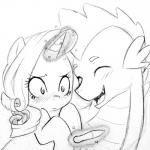 duo female horn magic male pregnant kianamai friendship_is_magic hasbro my_little_pony mythology rarity_(mlp) spike_(mlp) dragon equid equine mammal mythological_creature mythological_equine mythological_scalie scalie unicorn 1:1 hi_res monochrome