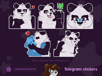 angry anthro blowing_kiss kissing male solo sticker sticker_pack telegram_sticker naoto telegram arthropod bear butterfly giant_panda insect lepidopteran mammal 4:3