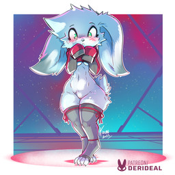 4_toes anthro big_ears biped black_text blue_body blue_fur blue_nose blue_tail blush blush_lines border bottomless bottomless_anthro bottomless_female bow_ribbon breasts claws clothed clothed_anthro clothed_female clothing cropped_sweater digitigrade dipstick_ears ear_markings eyelashes feet female female_anthro front_view fur genitals green_eyes grey_clothing grey_ear_tips grey_legwear grey_stockings grey_sweater grey_thigh_highs grey_topwear humanoid_genitalia humanoid_vulva innie_vulva legs_together legwear long_ears long_sleeves medium_breasts mouth_closed multicolored_clothing multicolored_ears multicolored_sweater multicolored_topwear navel outline outside_border pink_blush pose purple_text red_clothing red_sweater red_topwear scut_tail short_tail simple_background sleeves_past_wrists solo squish standing stockings sweater tail text thick_thighs thigh_highs thigh_squish toe_claws toeless_legwear toeless_stockings toeless_thigh_highs toes topwear two_tone_clothing two_tone_sweater two_tone_topwear under_boob vulva white_background white_body white_claws white_fur white_outline white_sclera white_text wide_hipped_anthro wide_hipped_female wide_hips kiaun derideal nova_(xen) lagomorph leporid mammal rabbit 1:1 2025 artist_name dated english_description full-length_portrait hi_res pinup portrait shaded