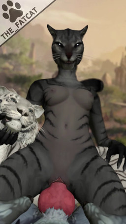 anthro duo female knot male male/female the_fatcat blizzard_entertainment microsoft the_elder_scrolls warcraft canid felid feline khajiit mammal werecanid werecreature worgen 9:16 animated hi_res no_sound short_playtime webm