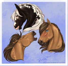 ambiguous_feral ambiguous_gender black_body blue_eyes brown_body brown_eyes brown_mane eyes_closed feral glistening glistening_eyes mane open_mouth red_tongue solo teeth text tongue white_body white_mane rufciu equid equine horse mammal 2025 dated hi_res signature sketch_page url