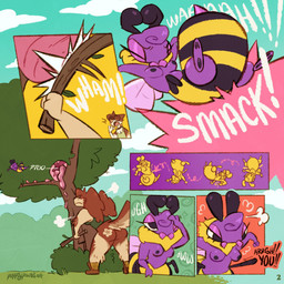 angry anthro areola beehive boots bottomless bottomless_female breasts butt clothed clothing female female_anthro footwear group male male_anthro nipples outside plant shoes tail tree trio tumble puppeypawbs maple_(puppeypawbs) syrup_(puppeypawbs) arthropod bee bird_dog calico_cat canid canine canis domestic_cat domestic_dog felid feline felis hunting_dog hymenopteran insect mammal spaniel bush_(disambiguation) 2026 comic hi_res