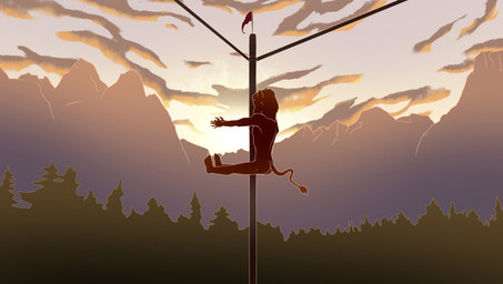 anthro butt flag male mountain nude pain plant post sunset tree 9x9 dreamworks madagascar_(series) alex_(madagascar) felid lion mammal pantherine