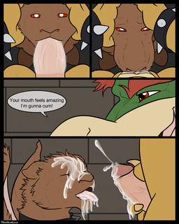anthro anthro_on_anthro anthro_penetrated anthro_penetrating anthro_penetrating_anthro anthro_penetrating_male black_border bodily_fluids border bracelet brown_body brown_fur collar cum cum_in_mouth cum_inside cum_on_face cum_on_penis cum_on_tongue cumshot dialogue duo ejaculation erection eyes_closed fellatio first_person_view forced forced_oral foreskin fur genital_fluids genitals hair humanoid_genitalia humanoid_penis jewelry male male/male male_anthro male_on_anthro male_penetrated male_penetrating male_penetrating_anthro male_penetrating_male nude open_mouth oral oral_penetration orgasm penetration penile penis pink_genitals pink_penis red_eyes red_hair retracted_foreskin scales sex speech_bubble spiked_bracelet spikes text tongue tongue_out vein veiny_penis wings yellow_body yellow_scales alexgoneloco mario_bros nintendo bowser plaguerat_(character) koopa mammal scalie 2012 4:5 comic digital_media_(artwork) english_text