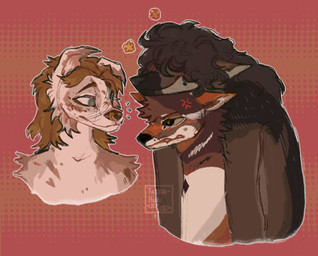 big_hair black_body black_ears black_fur black_hair blonde_hair blue_eyes brown_body brown_ears brown_fur cross-popping_vein fur fur_markings grey_body grey_fur group hair markings on_another's_head on_top_of_another orange_body orange_ears orange_fur pupils tan_body tan_ears tan_fur trio white_body white_ears white_fur yellow_pupils nowheremotel danny_(nowheremotel) ferris_(nowheremotel) reed_(nowheremotel) australian_shepherd canid canine canis domestic_dog herding_dog mammal pastoral_dog sheepdog 2022 bust_portrait hi_res portrait watermark