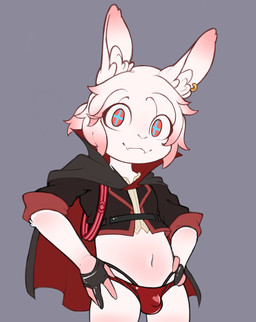 4_fingers anthro ball_bulge black_clothing black_gloves black_handwear blue_pupils briefs bulge cloak clothed clothing costume cross_pupils detailed_bulge ear_piercing ear_ring fangs fingerless_gloves fingers front_view fur genital_outline gloves hair halloween_costume hands_on_hips handwear heart_clothing heart_symbol heart_underwear holidays inner_ear_fluff latex latex_clothing latex_gloves latex_handwear looking_at_viewer male midriff navel penis_outline piercing pupils red_briefs red_clothing red_eyes red_underwear ring_piercing simple_background skimpy smile solo standing teeth topwear tuft underwear unusual_pupils vampire_costume vest white_body white_fur young young_anthro young_male ryess halloween ryess_(ryess) lagomorph leporid mammal rabbit 2025 digital_drawing_(artwork) digital_media_(artwork) flat_colors hi_res