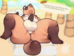 anthro balls barazoku belly big_balls big_butt bodily_fluids butt fanning fanning_self genitals male moobs nipples overweight overweight_male perineum solo sweat sweaty_balls sweaty_belly sweaty_genitalia sweaty_legs sweaty_thighs text taki_takoyakis animal_crossing nintendo tom_nook_(animal_crossing) canid canine mammal raccoon_dog tanuki absurd_res english_text hi_res