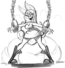 4_eyes belt bodily_fluids boots bound breasts chain chained cleavage clothed clothing dress drooling eyelashes female footwear hair inner_ear_fluff knee_boots knee_highs legwear long_hair multi_eye narrowed_eyes open_mouth open_smile rosy_cheeks saliva saliva_string sharp_teeth shoes simple_background smile solo standing tail teeth tuft white_background qwerty_soda jane_(qwerty_soda) animal_humanoid canid canid_humanoid canine canine_humanoid fox_humanoid fox_spirit humanoid mammal mammal_humanoid 2018 digital_drawing_(artwork) digital_media_(artwork) hi_res monochrome sketch